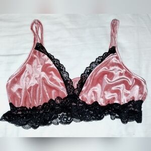 Pink Velvet and Lace Pajama / Lingerie Bralette